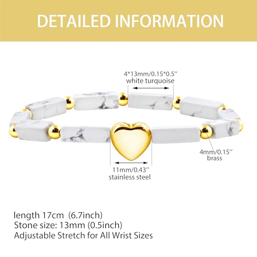 Image of Cuboid Love Elastic Bracelet, Crystal Energy Stone Anxiety Relief Yoga Jewelry for Women Male (Heart-shaped Charm Can Be Customized Name)