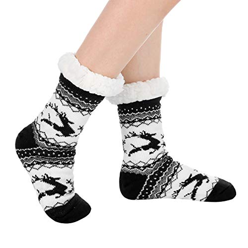 Image of Chassic Sherpa Lined Slipper Socks for Women, Non-Slip Cozy Winter House Socks, Soft Fuzzy Socks, Gifts for Women & Ladies Stocking Stuffers