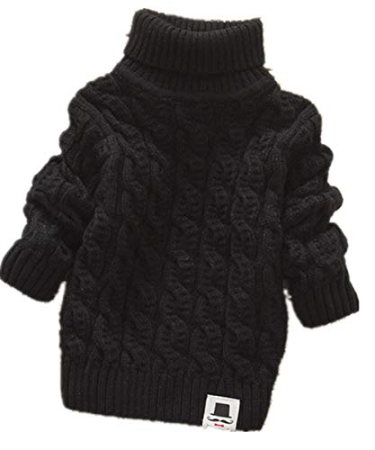 1-8 Years Baby Boys Girls Turtleneck Sweaters High Collar Twist Soft Children's Keep Warm Sweater (Black,18-24 Months)