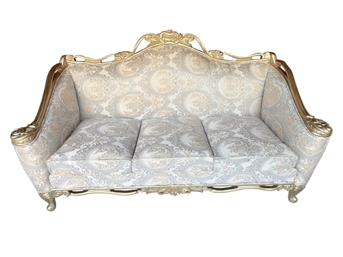 Image of Wooden 7 Seater Sofa Set, Solid Wood Hand-Carved Sofa 3+2+2 Traditional Design Furniture for Living Room, Home, Office