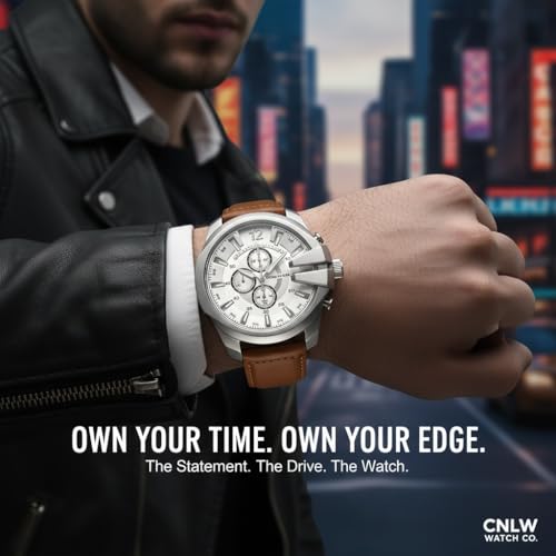 Image of Modern Armor Chronograph Wrist Watch for Men | Heavy Dial Stylish Analog Watch | Premium Black Metal Strap | Available in Black & White Dial inch