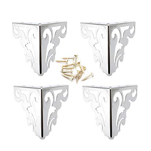 4Pcs Metal Muebles Sofá Patas, Diseño de Flores Europea Gabinete Pies Muebles, Accesorios Creativos del Hardware Para los Taburetes, las Sillas, las Camas, el etc. (12CM, Plateado) Cover