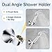 BRIGHT SHOWERS Handheld Shower Head Holder with Dual Angle Positions, Wall Suction Bracket Includes Adhesive 3M Disc, No Tools Required and Easy Installation, Chrome Finish