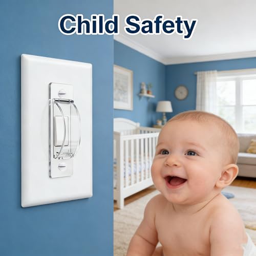 Image of ZEFTV 2 Pack Toggle Light Switch Cover Guard Child Proof Wall Light Switch Lock Protects Your Lights from being Accidentally Turned On or Off by Children and Adults, Clear