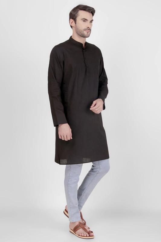 Mens Cotton Casual Long Sleev Kurta - Band Collar4