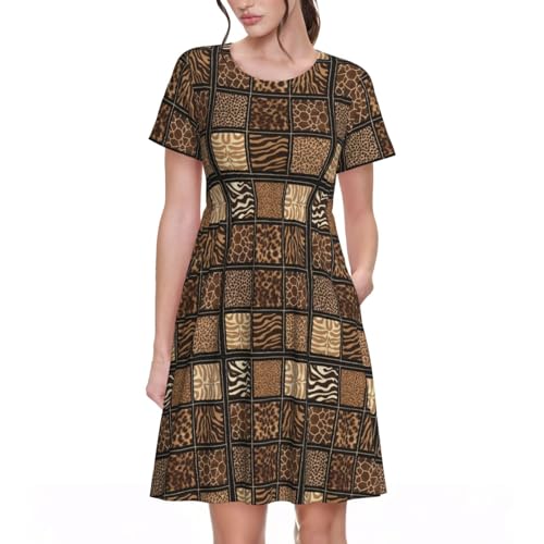 Robe d'ete legere et fluide Wild Zoo Print coupe trapeze confortable