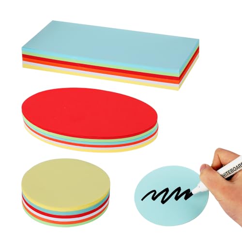 Moderationskarten Set 540 Stück Metaplankarten in Rund Oval und Rechteck 6 Farben 120g/m Blanko Karten für Präsentation Büro Schule und Workshop