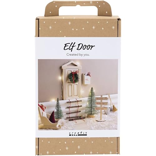 Kit créatif pour porte de lutin Creotime avec éclairage féerique de Noël