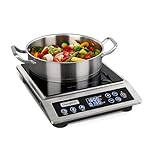 Portable Induction Cooktop, NSF Certified Pro Induction Hot Plate, Powerful 1800W with Large 8" Heating Coil, 18/10 Stainless Steel, 18 Temp Settings Commercial Grade Countertop Burner