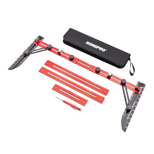 RONGPRO Stair Tread Template Tool, Stair Gauge Set Shelf Layout Measuring Scribe Tool for Stairs, Risers, Partitions, Self and Cutting Drywall - Red