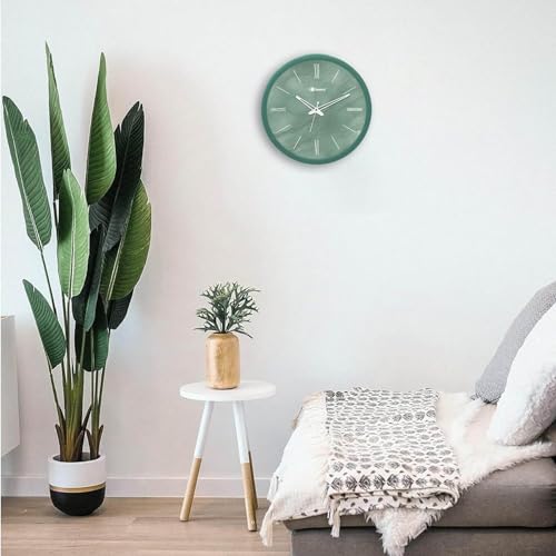Image of Bosco Modern Non Ticking Silent, Sage Green Frame 30 CM, Round Wall Clock for Home, Living Room, Bedroom, Office and Kitchen