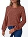 Women's Long Sleeve Shirts Tops Casual Fall Fashion Cute Blouses Business Crew Neck Pullover Tunics with Buttons (Brick Red,Small)