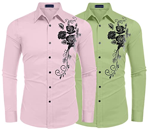 Image of Zombom Men's Regular Fit Cotton Blend Printed Full Sleeve Casual Shirts