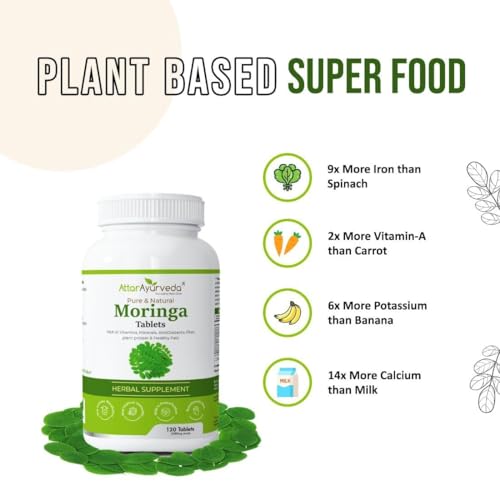 Attar Ayurveda Moringa Tablets 120 Tablets, 500 mg each | Drumstick Leaf Tablets | Pure and Natural, Highly Nutritious - Image 3