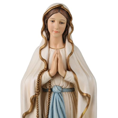 Estatua Virgen de Lourdes Católica 14.5" H Resina miniatura 2