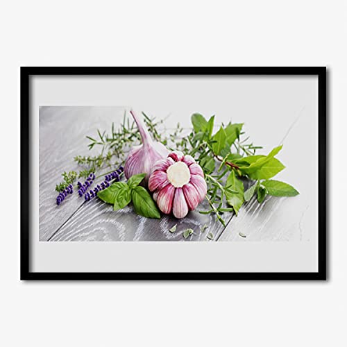 Affiche encadrée herbes d'ail 70x50 cm Tulup, cadre MDF aux finitions soignées