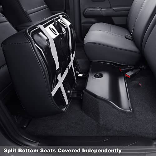 Image of LUCKYMAN CLUB Tacoma Custom Fit Seat Covers for 2016-2023 Tacoma Crew Cab with Faux Leather (Black)