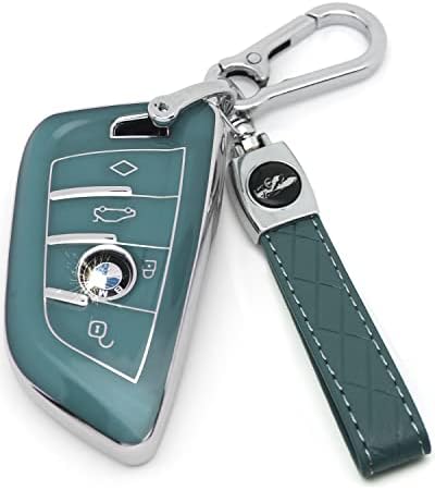 HAOYOUMEI Suitable For Bmw Key.Advanced soft TPU key case is compatible with X1 X3 X4 X5 X6 X7 M5 M6 1 3 4 5 6 7 GT5 GT6 key 360 Degree full protection key (Type B Dark blue Key Cover + key chain set)