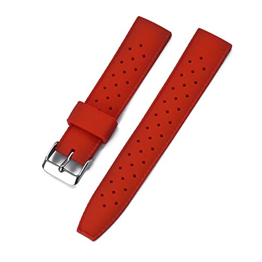 Retro Silikon Uhrenarmband im 70`s Style Vintage Armband Uhr Diver Taucheruhren und andere Uhren Männer und Frauen 20mm 22mm (20 mm, Rot)