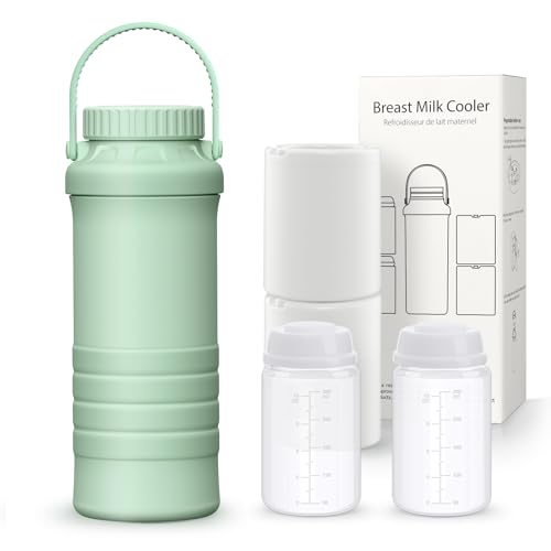 Image of 22oz Portable Breastmilk Cooler Bottle, Stainless Steel Breast Milk Chiller, 360° Total Cooling for 24 Hours, Stainless Steel Cooler with 2pcs Baby Bottles for Breastmilk Storage