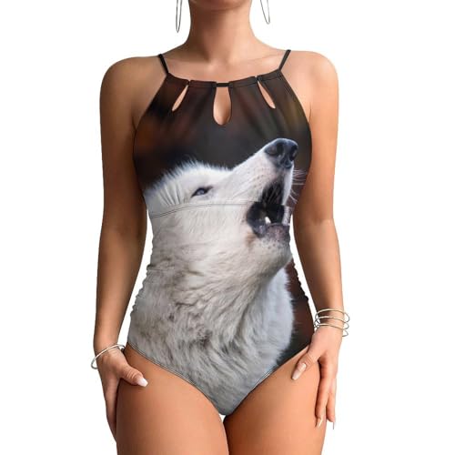 Maillots de bain une pièce femme Loup Blanc maillot contrôle ventre monokini beachwear