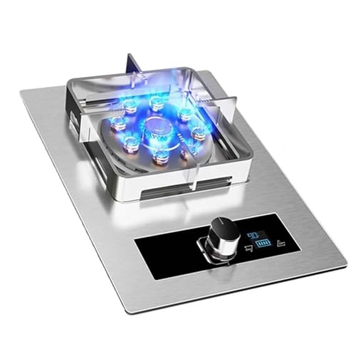 Gaziniere Gaz Acier Inoxydable, Cuisinière À Gaz À Brûleur Unique, Minuterie À Feu Élevé À Neuf Cavités De 5,2 W, Avec Protection Anti-extinction(LPG)
