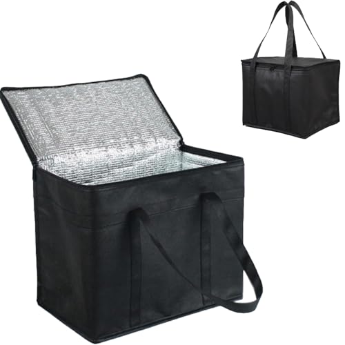 Große isolierte Kühltasche mit Reißverschluss,30 Liter Einkaufstasche Wiederverwendbare für Restaurant, Lebensmitteltran...
