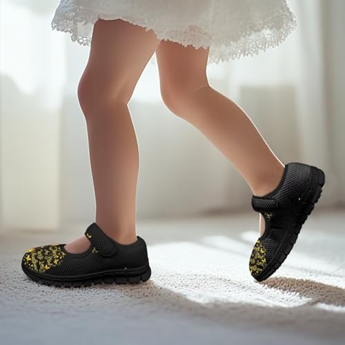 Girl's Plant Pattern Running Shoes Flat Non Slip Sports Shoes Comfort Mary Jane Shoes Magic Sticker Loafers2