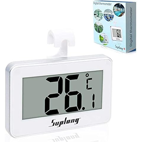 Kühlschrank-Thermometer, SUPLONG Digitale Wasserdichte Kühlschrank Mit Gefrierfach Thermometer Mit Gut Lesbarem LCD-Anzeige Lesen Perfekt für Lnnen/Außen/Home/Restaurants/Bars/Cafés (Weiß)) Cover