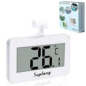 Kühlschrank-Thermometer, SUPLONG Digitale Wasserdichte Kühlschrank Mit Gefrierfach Thermometer Mit Gut Lesbarem LCD…