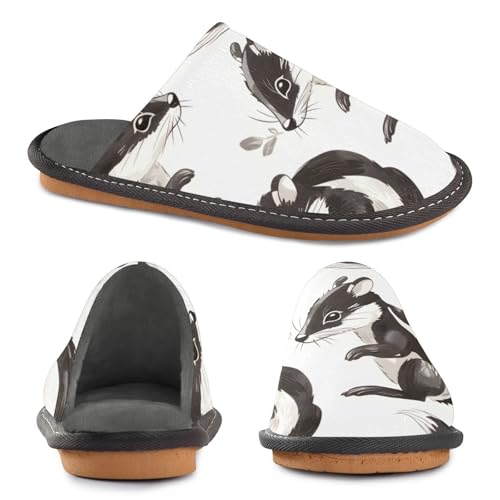 Slippers for Women Cute Skunk Pattern Print Soft Fuzzy Women's Slippers Indoor and Outdoor Shoes2