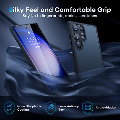 Simtect Shockproof For Samsung Galaxy S23 Ultra Case [Military Grade Drop Tested] [Ultimate Silky Touch] Translucent Matte Hard Back & Soft Edge Slim Protective Case For Galaxy S23 Ultra 6.8", Black #TOP3