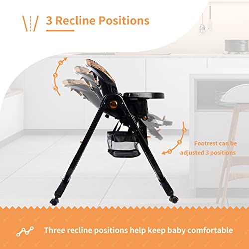 High Chairs For Babies And Toddlers, 8 In 1 Baby High Chair Clearance With Adjustable Seat Back Detachable Seat Cushion And Double Removable Tray, Portable Baby Booster Seat With Wheels (Black) #TOP6