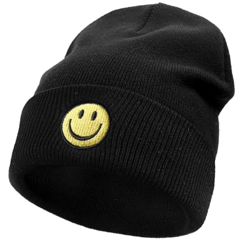 Bonnet en tricot pour l'hiver style urbain décontracté à motif smiley