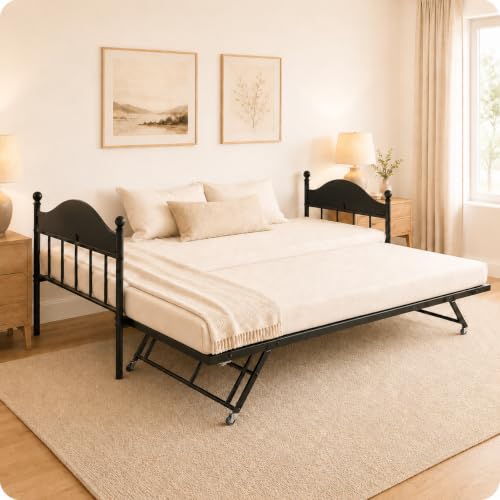 Image of Garvee Twin Daybed with Trundle, Twin Bed Frame with with Stylish Headboard