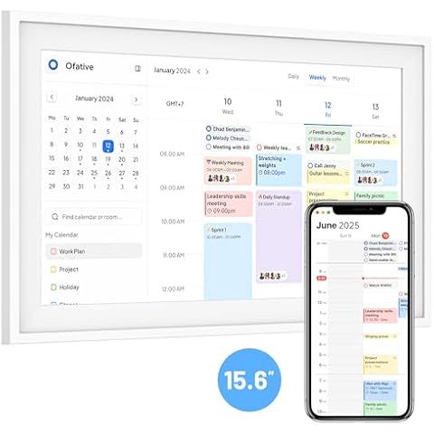 Digital Calendar 15.6 inch Smart Calendar Wall Touch Screen for Family Schedules, Chore Chart, Meal Planner, Picture Frame, Stand & Wall Mount, Full HD Interactive Display Cover