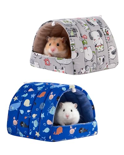 Rodizoo 2 PCS Hamster Hideout,Washable Hamster Bed Hamster Bed Hut Hamster House, Small Animal Cage Accessories for Mouse Hedgehogs Ferrets Bearded Dragons and Rats