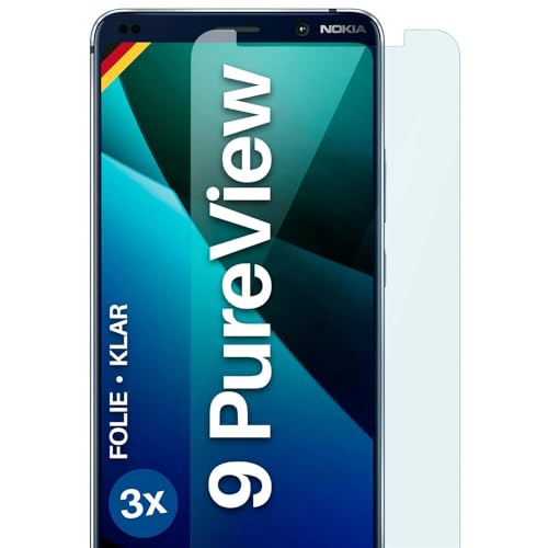 moex FlexProtect Schutzfolie für Nokia 9 PureView Bildschirmschutz Folie Ultra-klar HD 0,2 mm kompatibel mit jeder Hülle, Anbringen ohne Blasen, Handyfolie Extra Kratzfest, 3 Stück