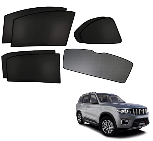 Image of Kozdiko Car Sun Shade Z-Black Non Magnetic Fix Type Curtains with Dicky Compatible with Mahindra Scorpio N-(2022-Present)