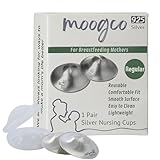 MOOGCO The Original Silver Nursing Cups - 925k Silver Nipple Cups - Nipple Shields for Breastfeeding Newborn – Protective Silver Nipple Covers for Nursing Moms (925k Regular)