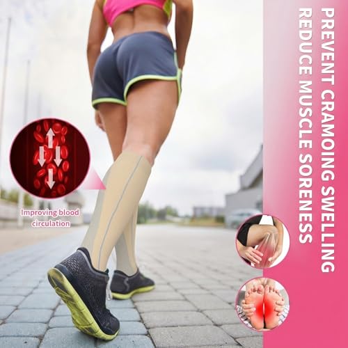 Image of Sooverki Compression Socks for Women & Men 6 Pairs is Best Supportive Knee High Stockings for Circulation, Travel, Nurses