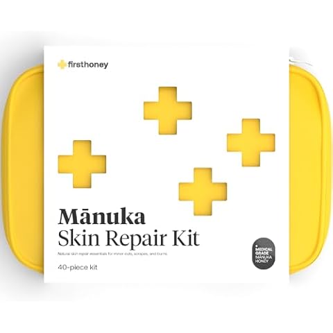 First Honey Natural First Aid Kit 40 Piece Set - Manuka Honey Bandages, Ointment, Burn Gel and More | Home Medical Kits, Emergency Wound Care, Travel Essentials Cover