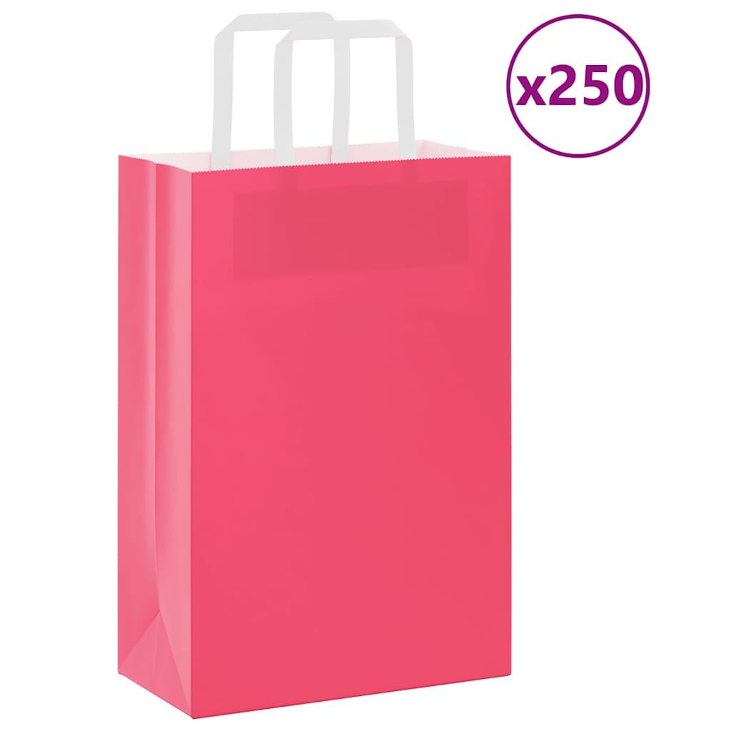 Bolsas de papel 250 piezas con asas rosa 21 x 11 x 31 cm