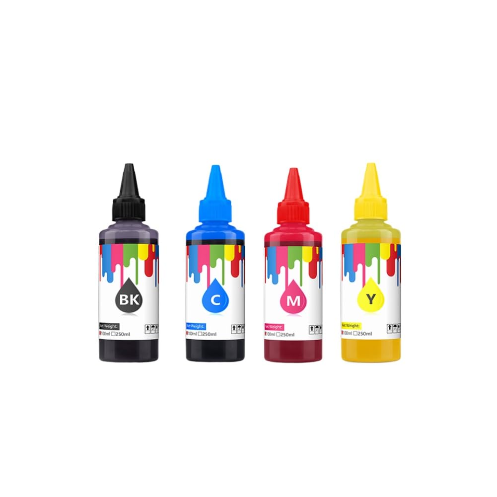 Tinta de sublimación Universal con Recubrimiento 100 ml Compatible con Transferencia de Calor de Impresora de Escritorio para Tazas de Camisetas de algodón(BK C M Y)
