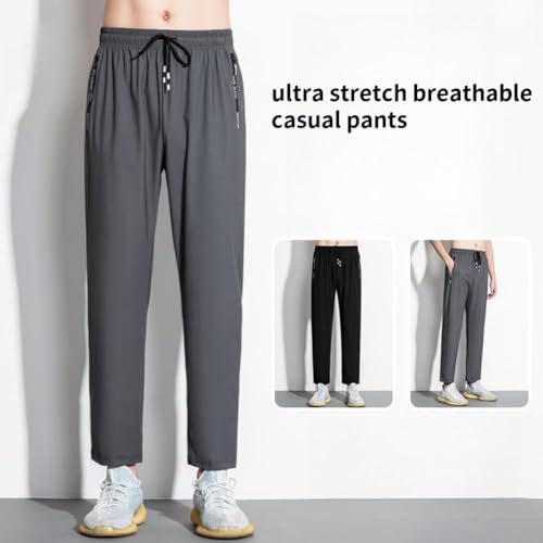 Nallywear Stretch Pants, Cooling Ultra Soft Perfect Drape Casual Pants, Pull on Ice Silk Comfort Everyday for Women Men(Dark Gray,X-Large_Straight)4