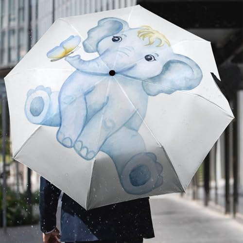 Parapluie automatique compact et robuste motif oiseau bucolique - 6