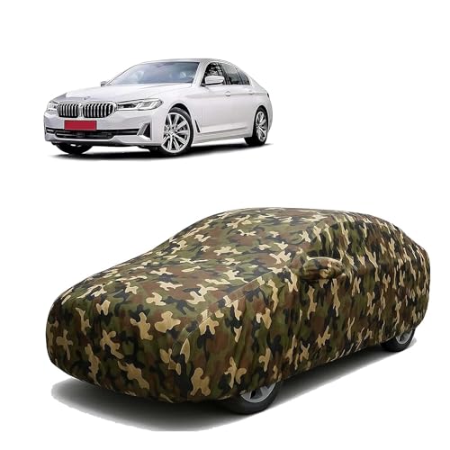 Image of Sulfar 100% Waterproof Car Body Cover Compatible with Mirror for BMW 5 Series with Long Lasting Durable Material (Triple Stitched, Full Bottom Elastic, Camouflage Army)