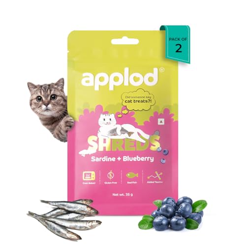 Image of Sardine with Blueberry Soft Cat Treats for Kittens & Adult Cats | Made with Real Sardine | Grain-Free Protein-Rich Snacks with Taurine & No Fillers | Pack of 2 | 35g x 2