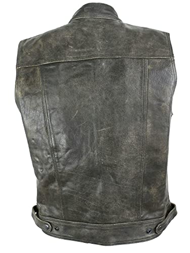 Gilet in pelle da uomo Biker Rocker, moto Cracker