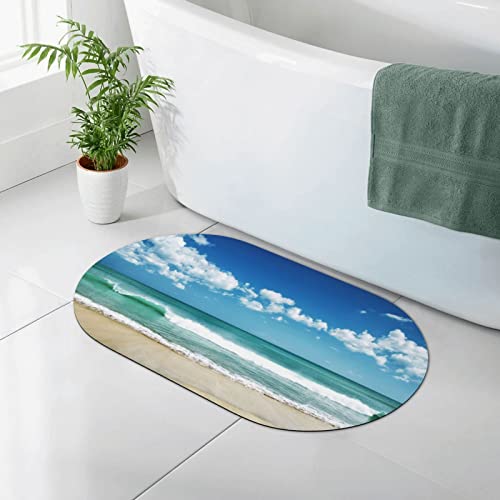 CARRDKDK Tappeto da bagno con nuvole bianche, tappetino da bagno antiscivolo in diatomacea, adatto sotto la porta, tappetino da bagno per doccia, vasca da bagno, doccia e lavandino (50 x 80 cm)